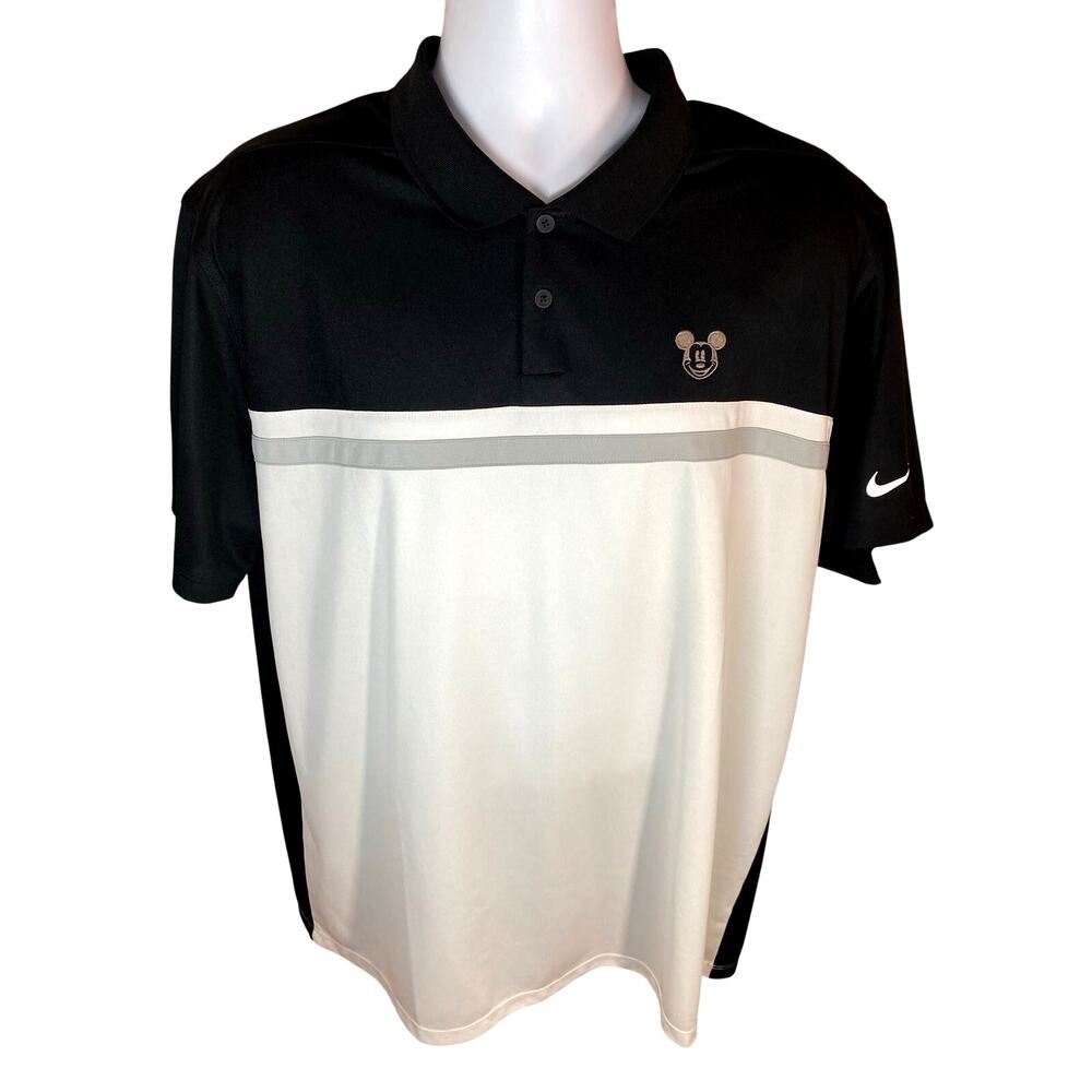 Nike DriFit Disney Park Mickey Mouse Black & White Polo Shirt XL